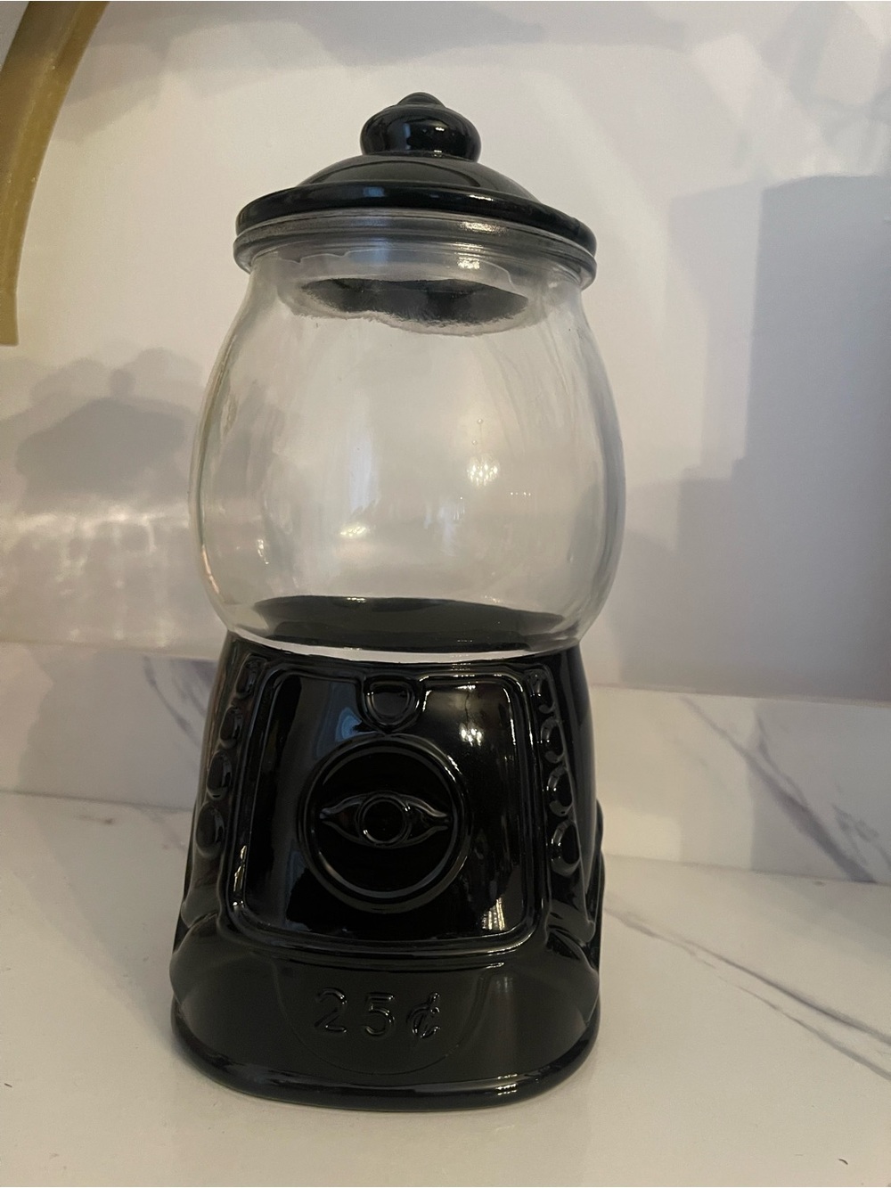 Black Glass Candy Jar Gumball Machine Design